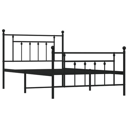 Black Metal Bed Frame with Footboard - 107x203cm (Mattress Not Included)