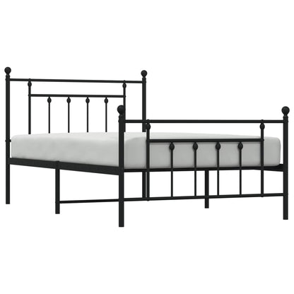 Black Metal Bed Frame with Footboard - 107x203cm (Mattress Not Included)