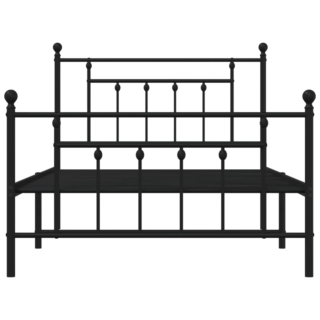 Black Metal Bed Frame with Footboard - 107x203cm (Mattress Not Included)