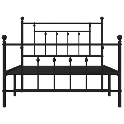 Black Metal Bed Frame with Footboard - 107x203cm (Mattress Not Included)