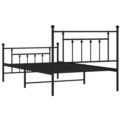 Black Metal Bed Frame with Footboard - 107x203cm (Mattress Not Included)