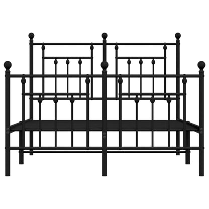 Black Metal Bed Frame with Footboard - 120x190cm Sturdy Design