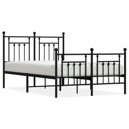 Sleek Black Metal Bed Frame with Footboard - 120x200cm Platform
