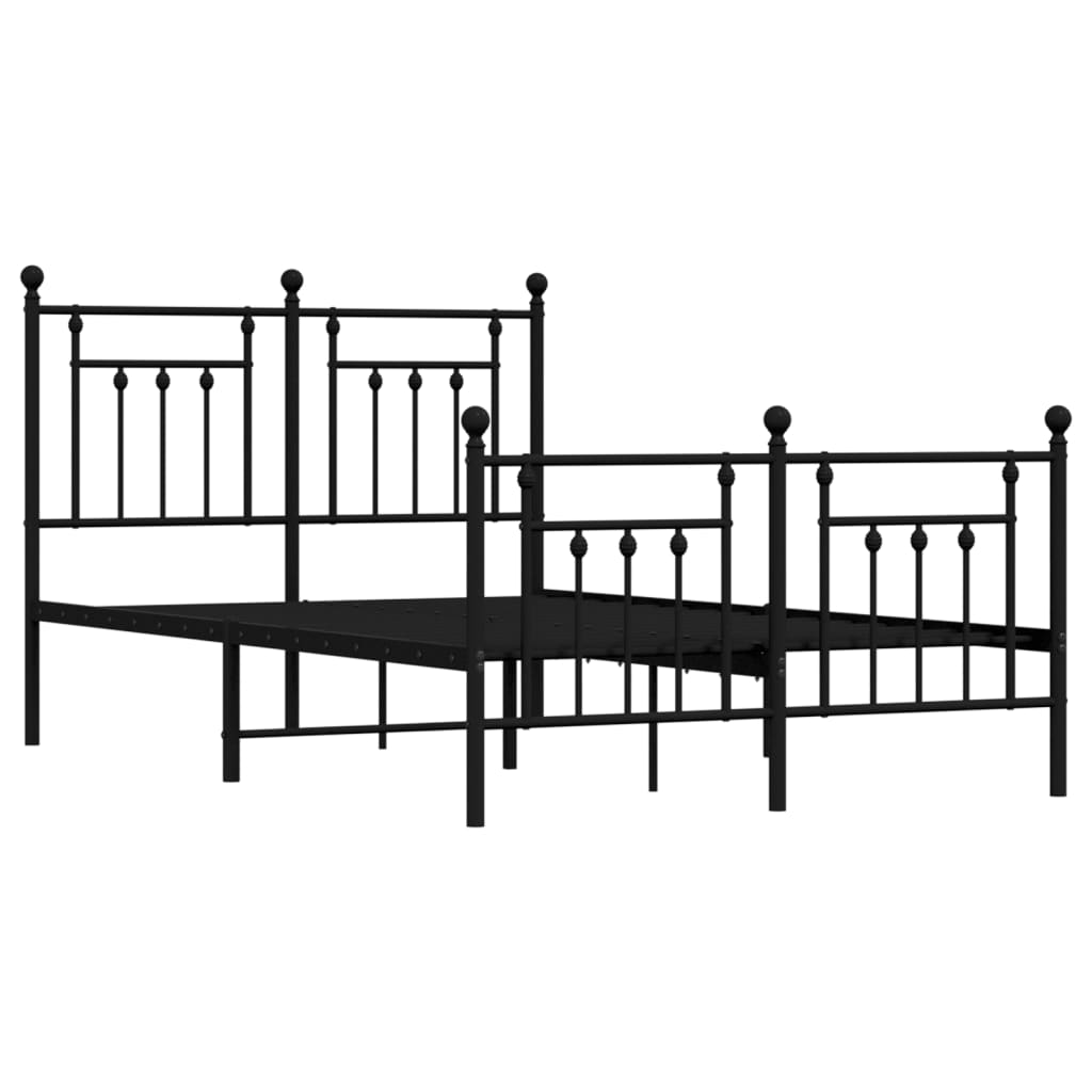 Sleek Black Metal Bed Frame with Footboard - 120x200cm Platform