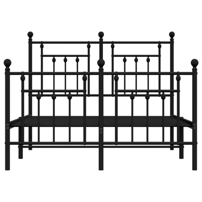 Sleek Black Metal Bed Frame with Footboard - 120x200cm Platform