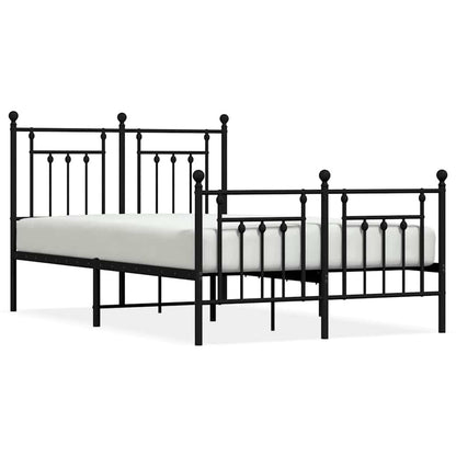 Metal Bed Frame without Mattress with Footboard Black 135x190cm