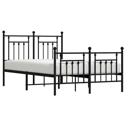 Metal Bed Frame without Mattress with Footboard Black 135x190cm