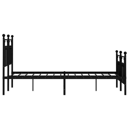 Metal Bed Frame without Mattress with Footboard Black 135x190cm