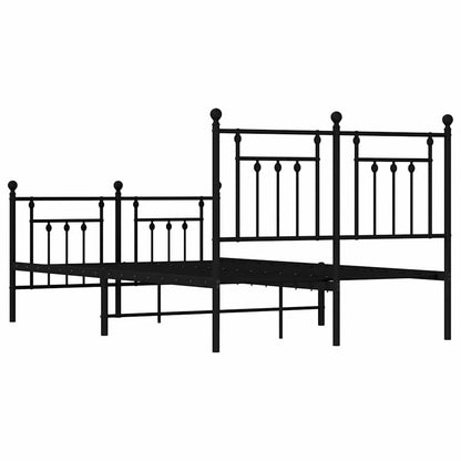 Metal Bed Frame without Mattress with Footboard Black 135x190cm