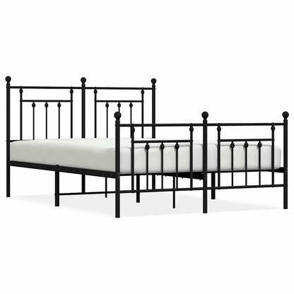 Black Metal Bed Frame with Footboard, 150x200cm - No Mattress
