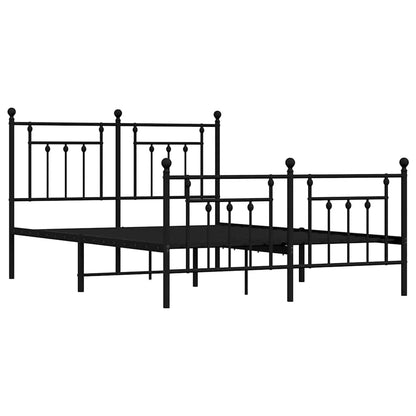 Black Metal Bed Frame with Footboard, 150x200cm - No Mattress