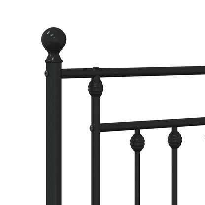 Black Metal Bed Frame with Footboard, 150x200cm - No Mattress