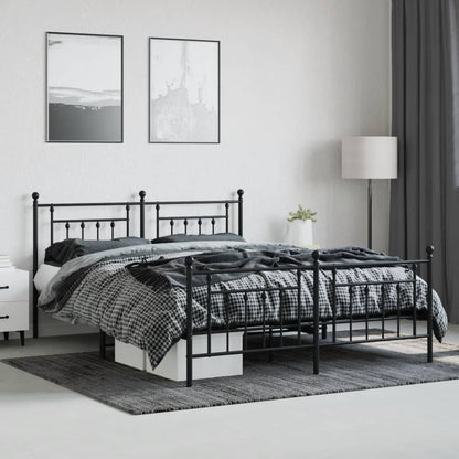 Black Metal Bed Frame with Footboard 180x200cm - No Mattress