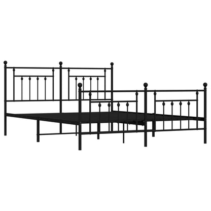 Black Metal Bed Frame with Footboard 180x200cm - No Mattress