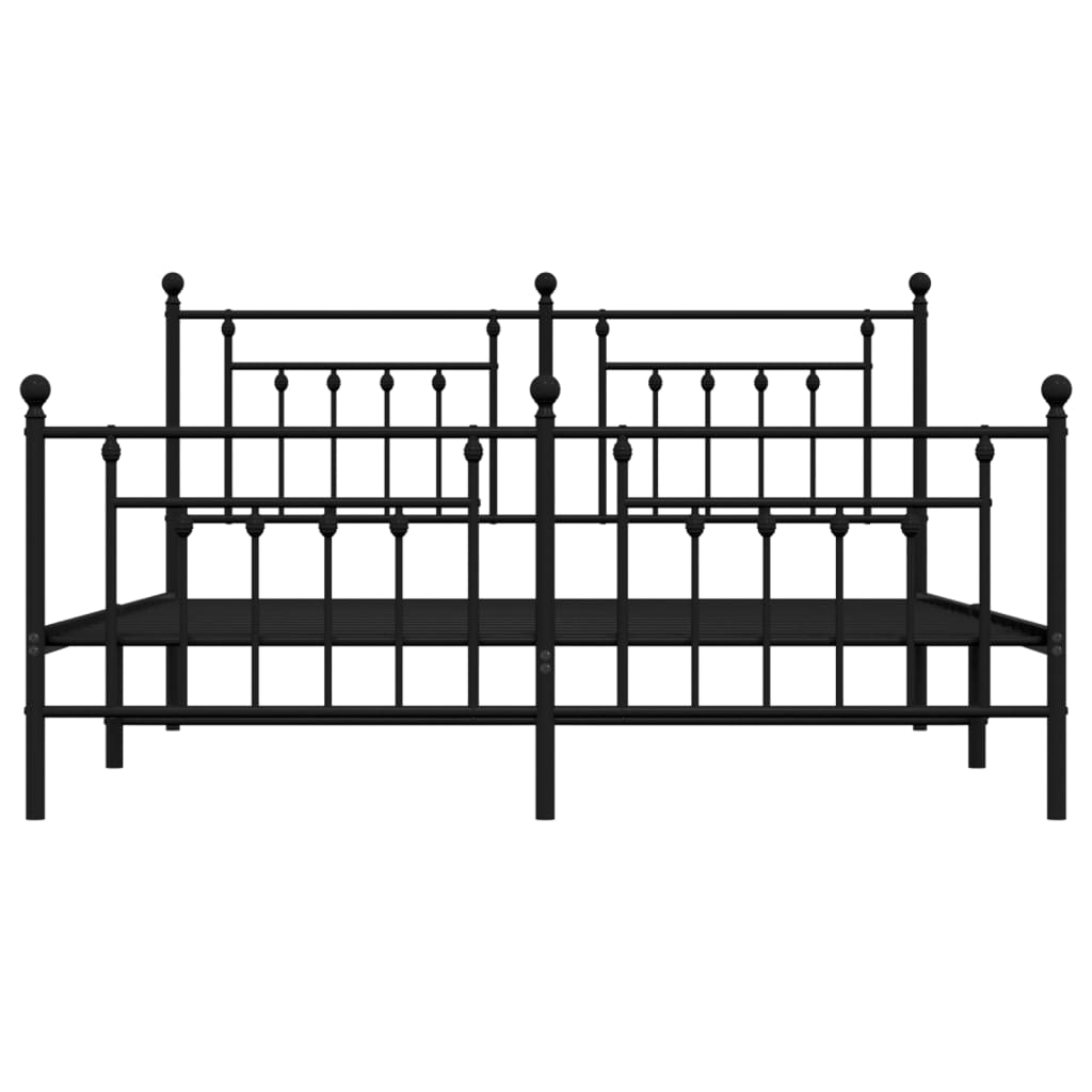 Black Metal Bed Frame with Footboard 180x200cm - No Mattress