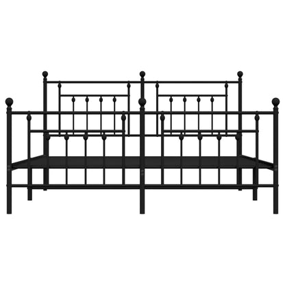 Black Metal Bed Frame with Footboard 180x200cm - No Mattress