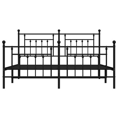 Black Metal Bed Frame with Footboard, 183x213cm, No Mattress Included