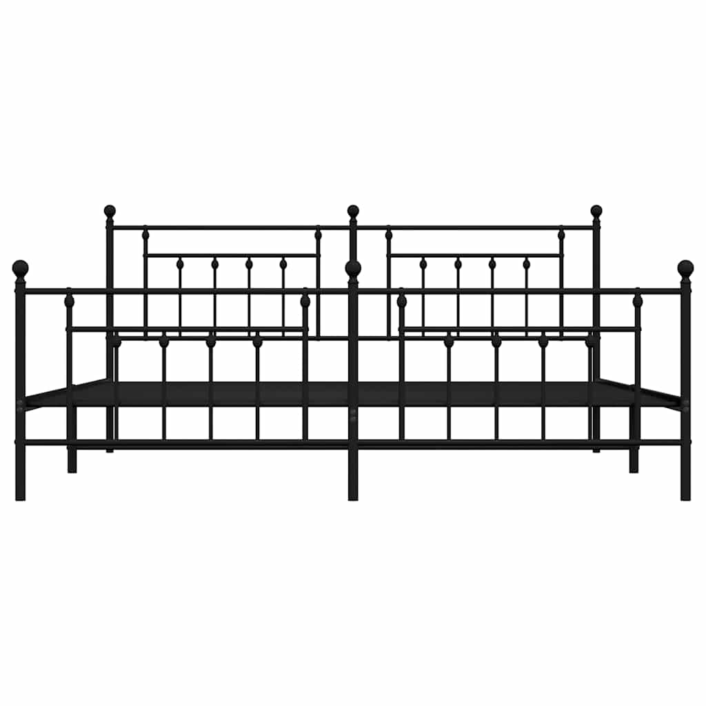 Sleek Black Metal Bed Frame with Footboard 193x203cm - No Mattress