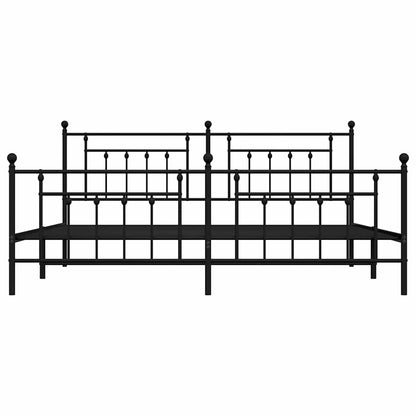 Sleek Black Metal Bed Frame with Footboard 193x203cm - No Mattress