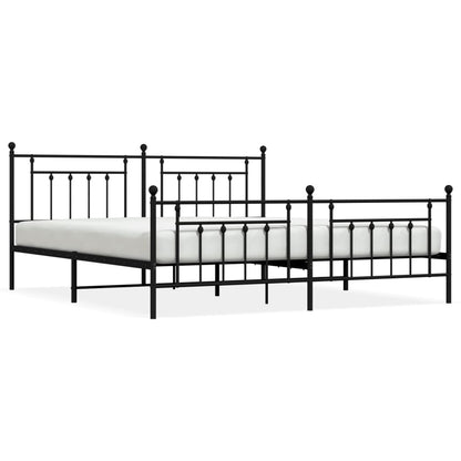Black Metal Bed Frame with Footboard 200x200cm - No Mattress
