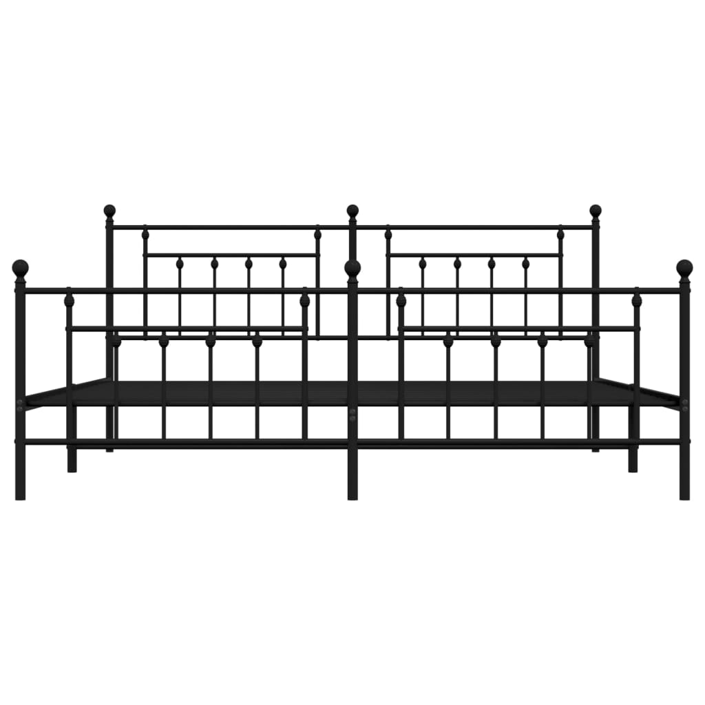 Black Metal Bed Frame with Footboard 200x200cm - No Mattress