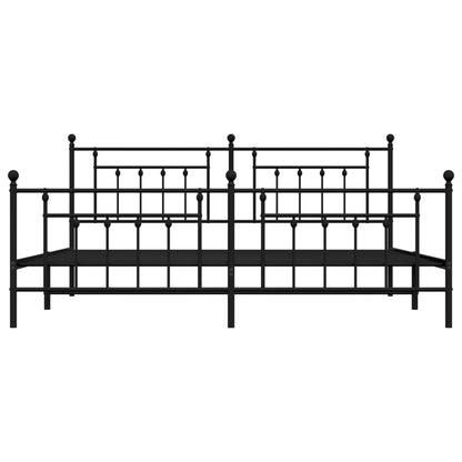 Black Metal Bed Frame with Footboard 200x200cm - No Mattress