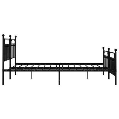 Black Metal Bed Frame with Footboard 200x200cm - No Mattress