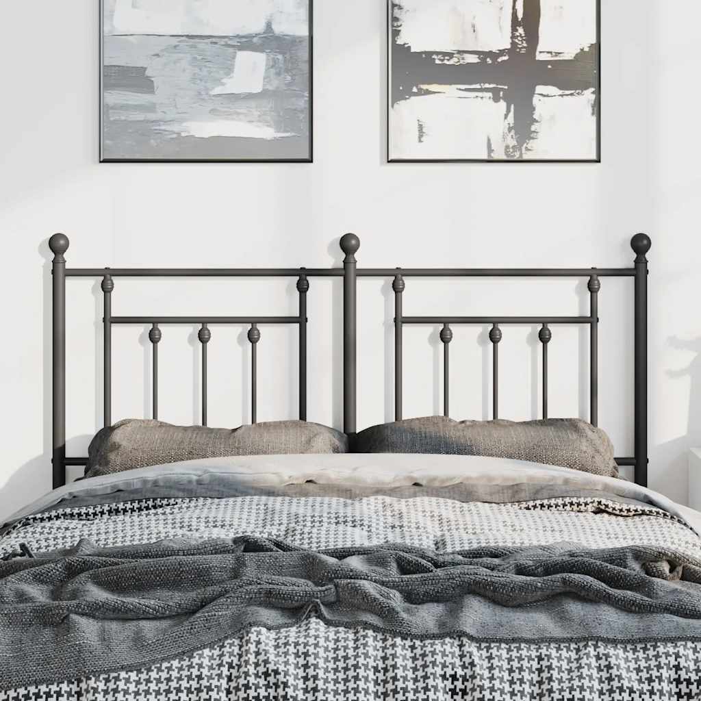Elegant Black Metal Headboard - 150 cm Sturdy Bedroom Decor