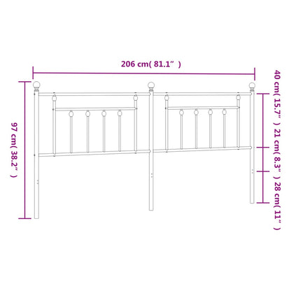 Elegant Black Metal Headboard - 200 cm Sturdy Design