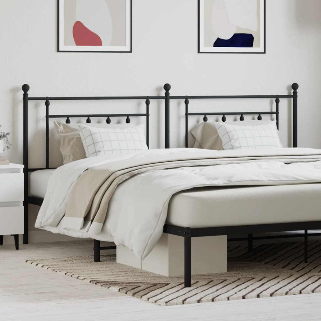 Elegant Black Metal Headboard - 200 cm Sturdy Design