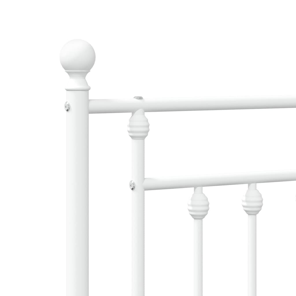 Metal Bed Frame without Mattress with Headboard White 75x190cm
