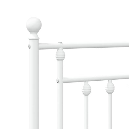 Metal Bed Frame without Mattress with Headboard White 75x190cm