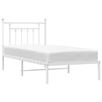 Metal Bed Frame without Mattress with Headboard White 90x190cm
