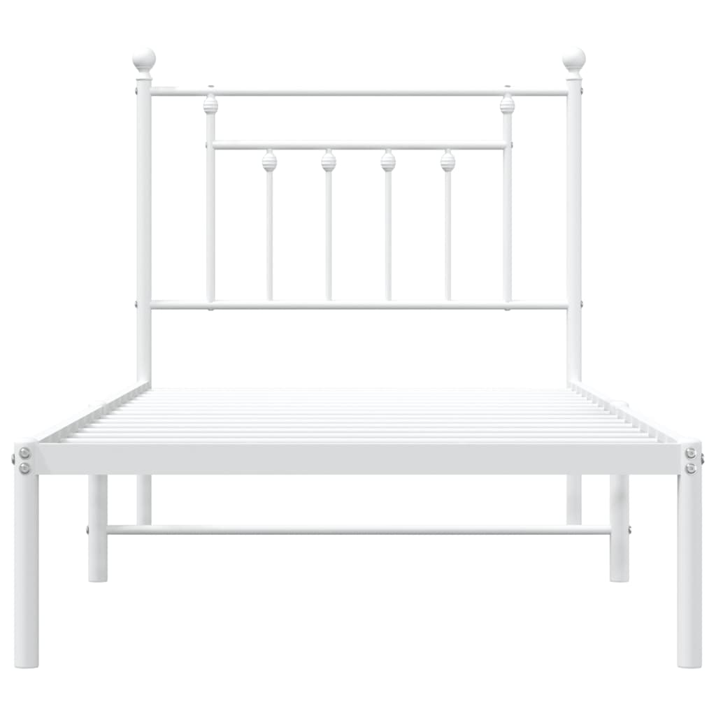 Metal Bed Frame without Mattress with Headboard White 90x190cm