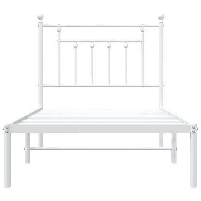 Metal Bed Frame without Mattress with Headboard White 90x190cm