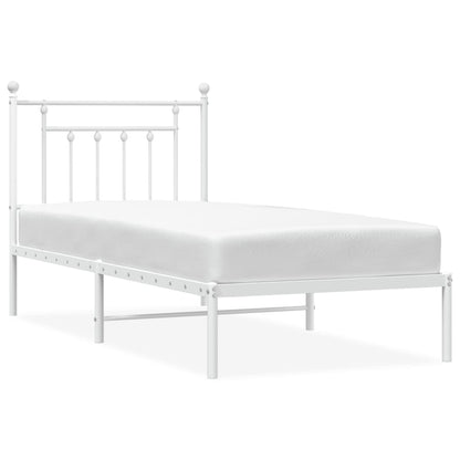 White Metal Bed Frame with Headboard 90x200cm - No Mattress
