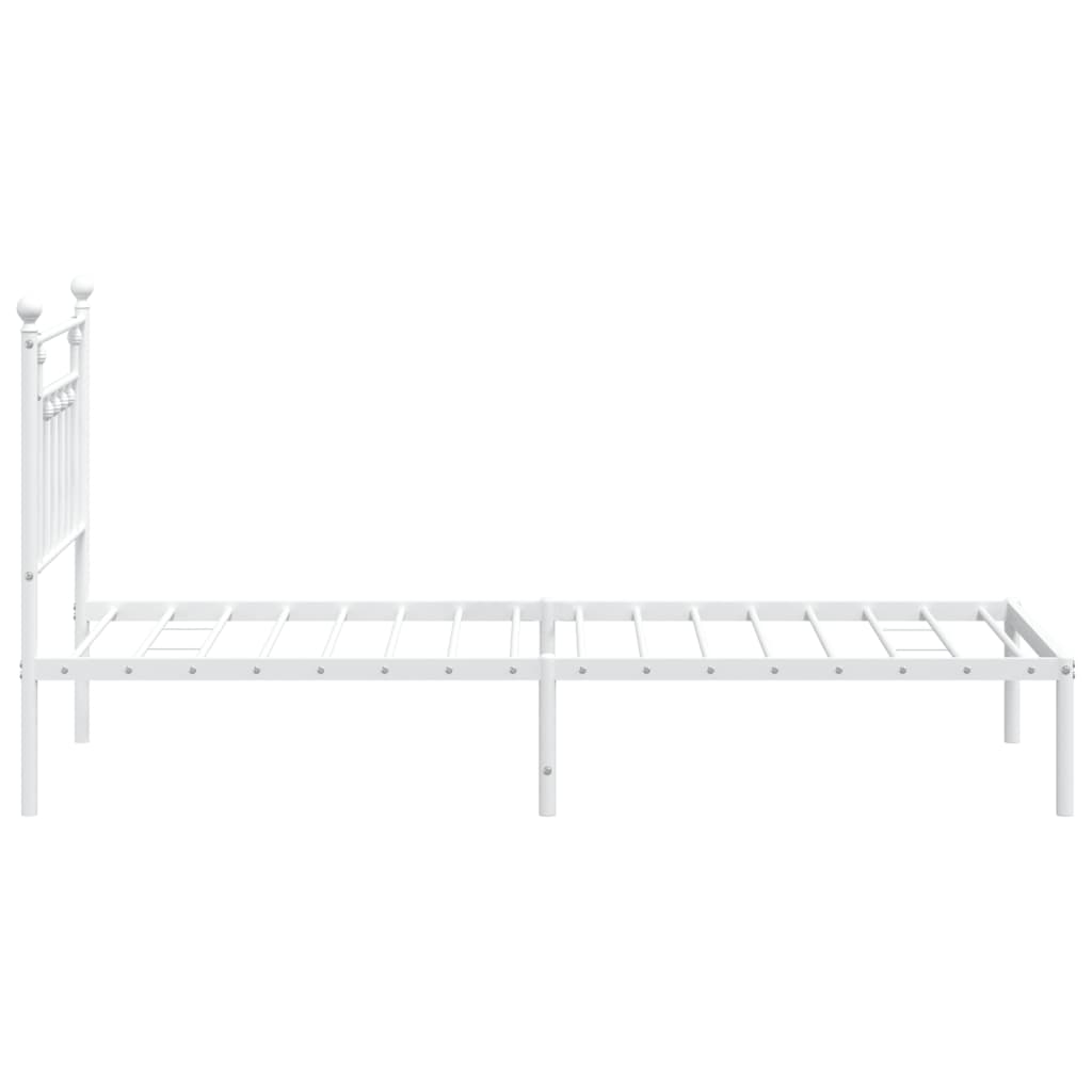 White Metal Bed Frame with Headboard 90x200cm - No Mattress