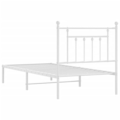 White Metal Bed Frame with Headboard 90x200cm - No Mattress