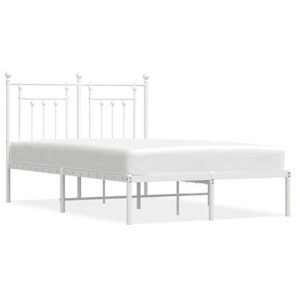 White Metal Bed Frame with Headboard, 120x190cm, No Mattress