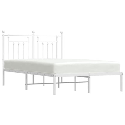 White Metal Bed Frame with Headboard, 120x190cm, No Mattress