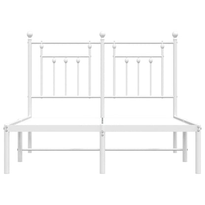 White Metal Bed Frame with Headboard, 120x190cm, No Mattress