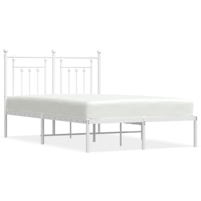 Elegant White Metal Bed Frame with Headboard, 120x200cm