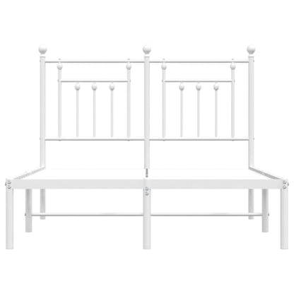 Elegant White Metal Bed Frame with Headboard, 120x200cm