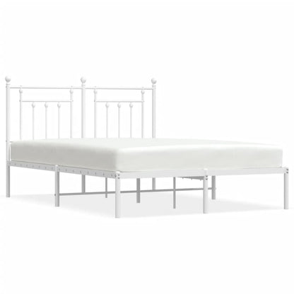 White Metal Bed Frame with Headboard 140x190cm - No Mattress