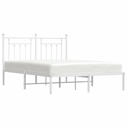 White Metal Bed Frame with Headboard 140x190cm - No Mattress