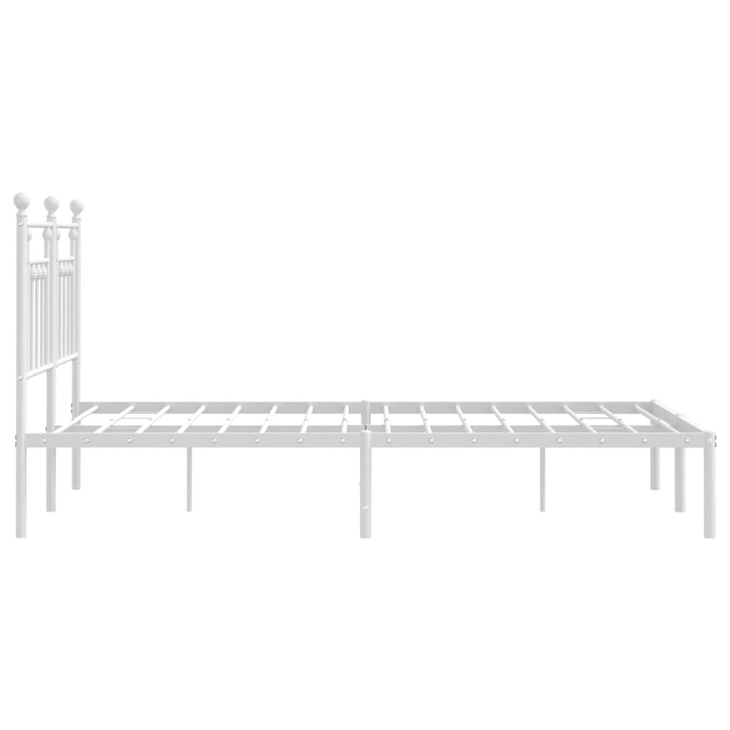 White Metal Bed Frame with Headboard 140x190cm - No Mattress