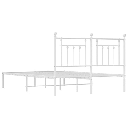 White Metal Bed Frame with Headboard 140x190cm - No Mattress