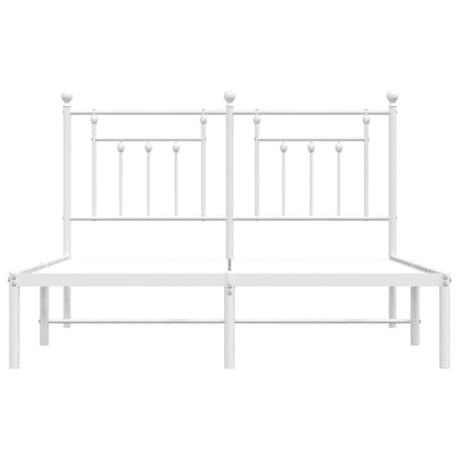 White Metal Bed Frame with Headboard - 140x200cm Sturdy Design
