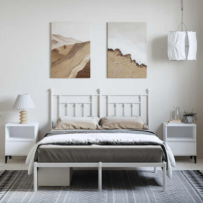 White Metal Bed Frame with Headboard 150x200cm - No Mattress Included