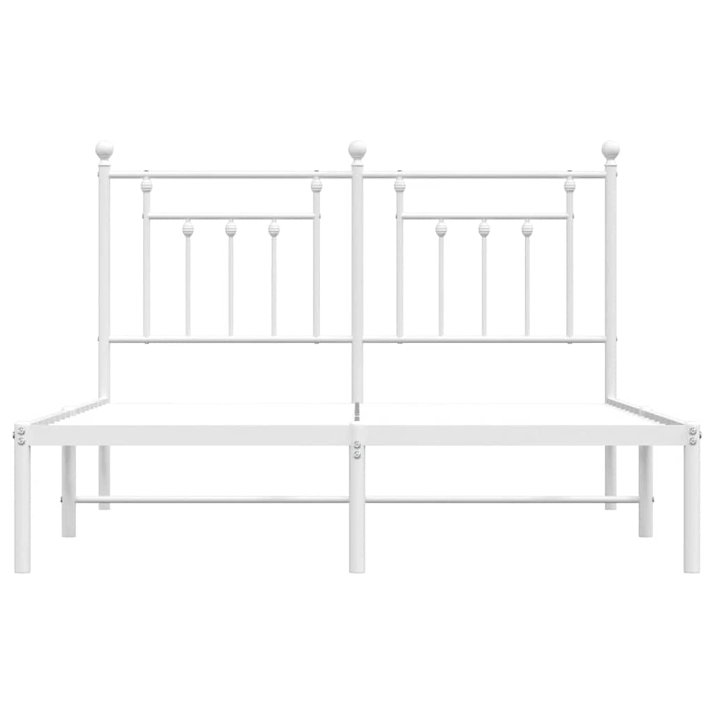 White Metal Bed Frame with Headboard 150x200cm - No Mattress Included